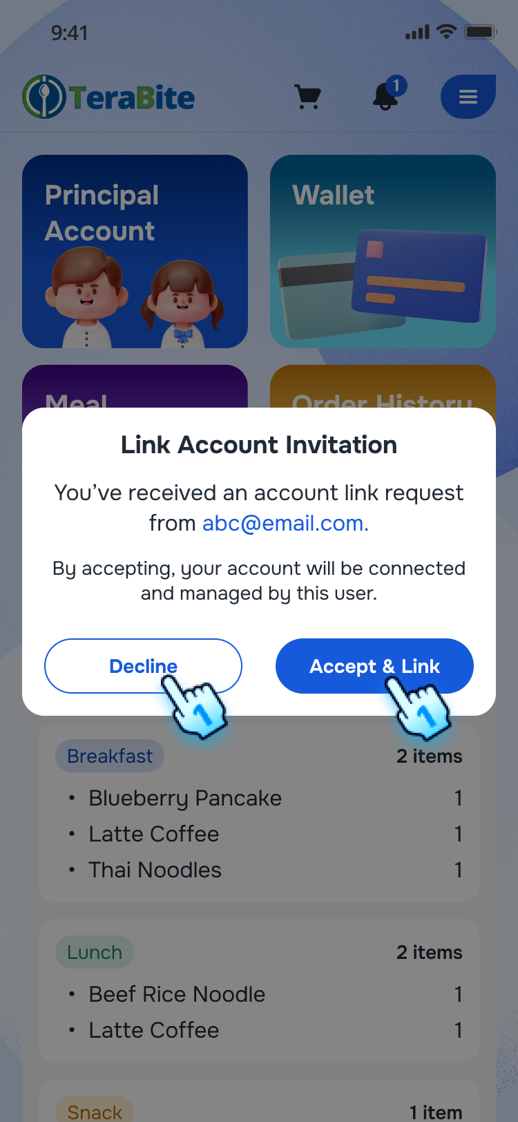 Invited Account can act on the Invitation Dialog when login to the system
