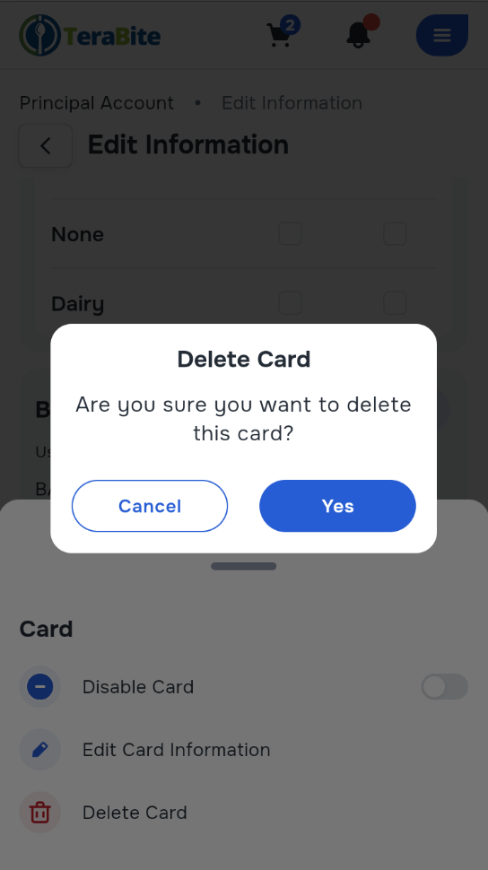 Confirmation dialog for deletion