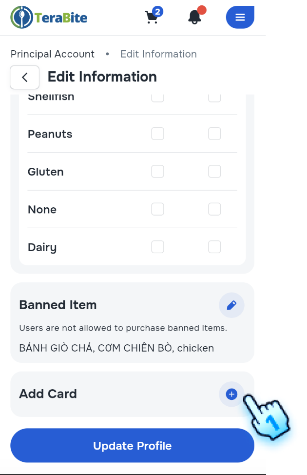 Scroll down to Add card section