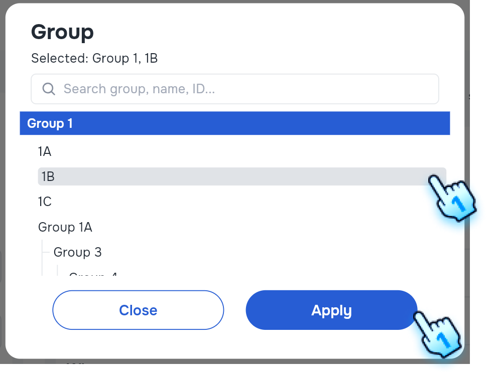 Select desired group and Click Apply