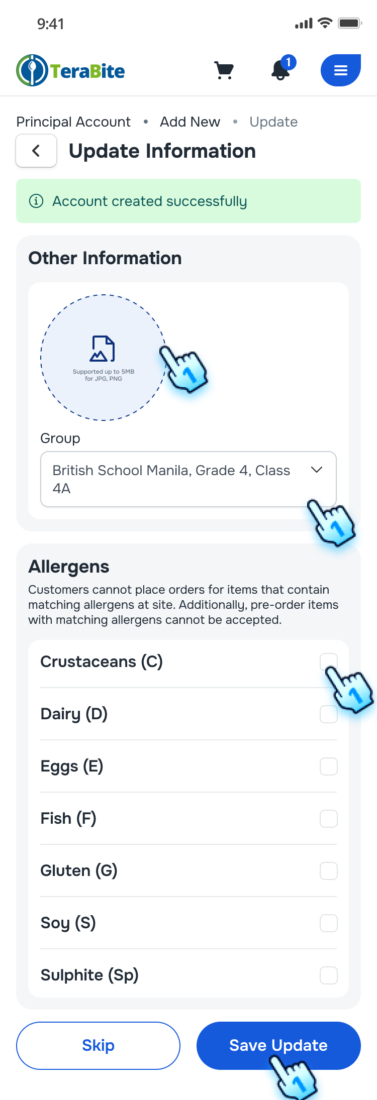 Create sub-account successfully and Update other information if neccessary