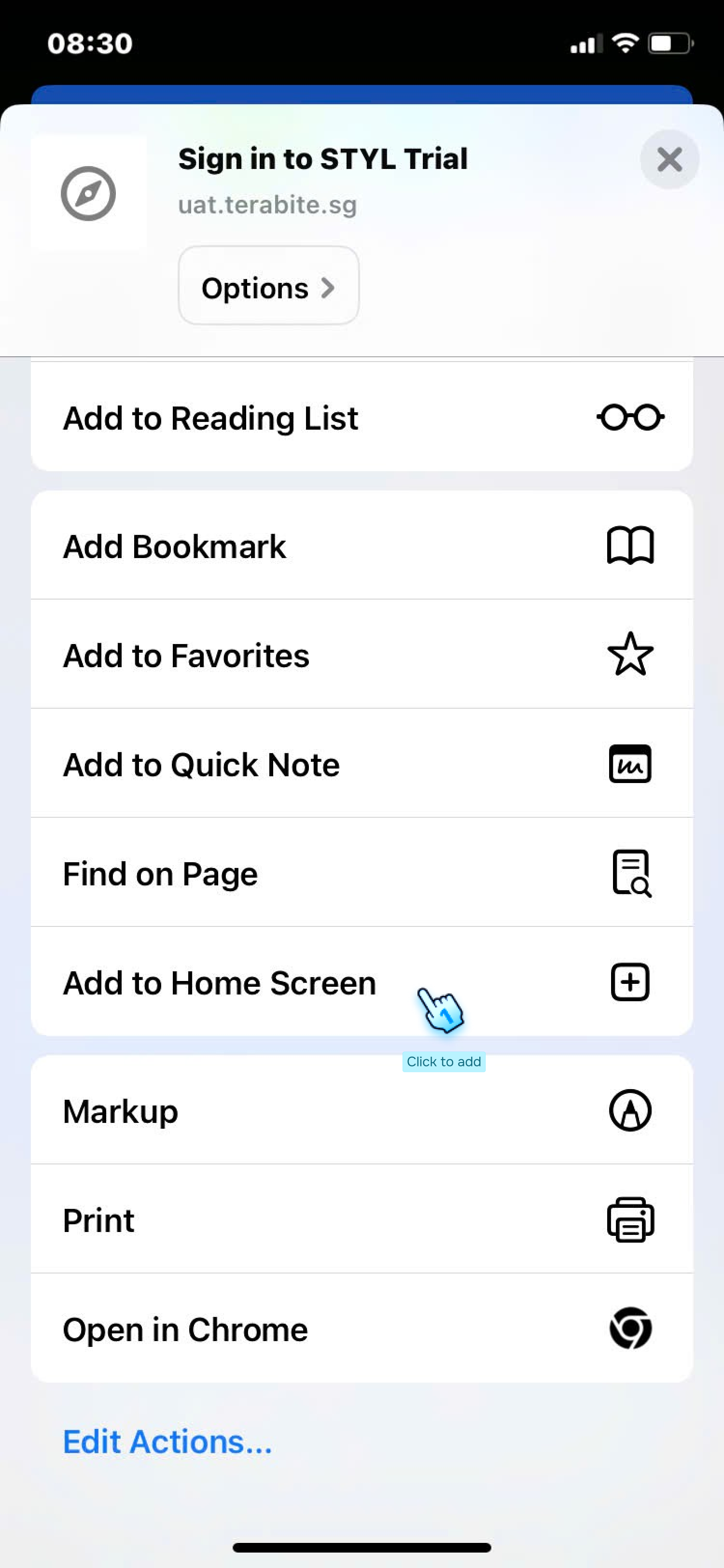 Click the Share Button