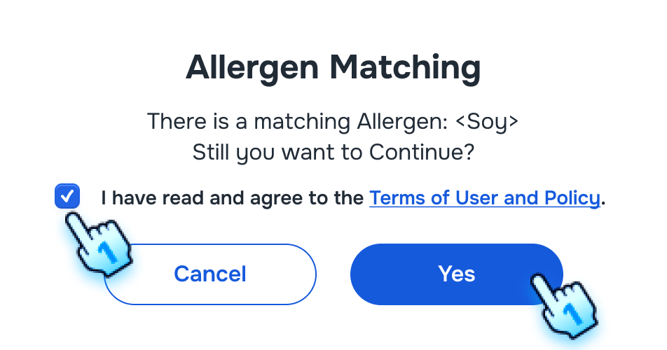 Check the agreement and Tap Yes button to continue adding a warned item to cart