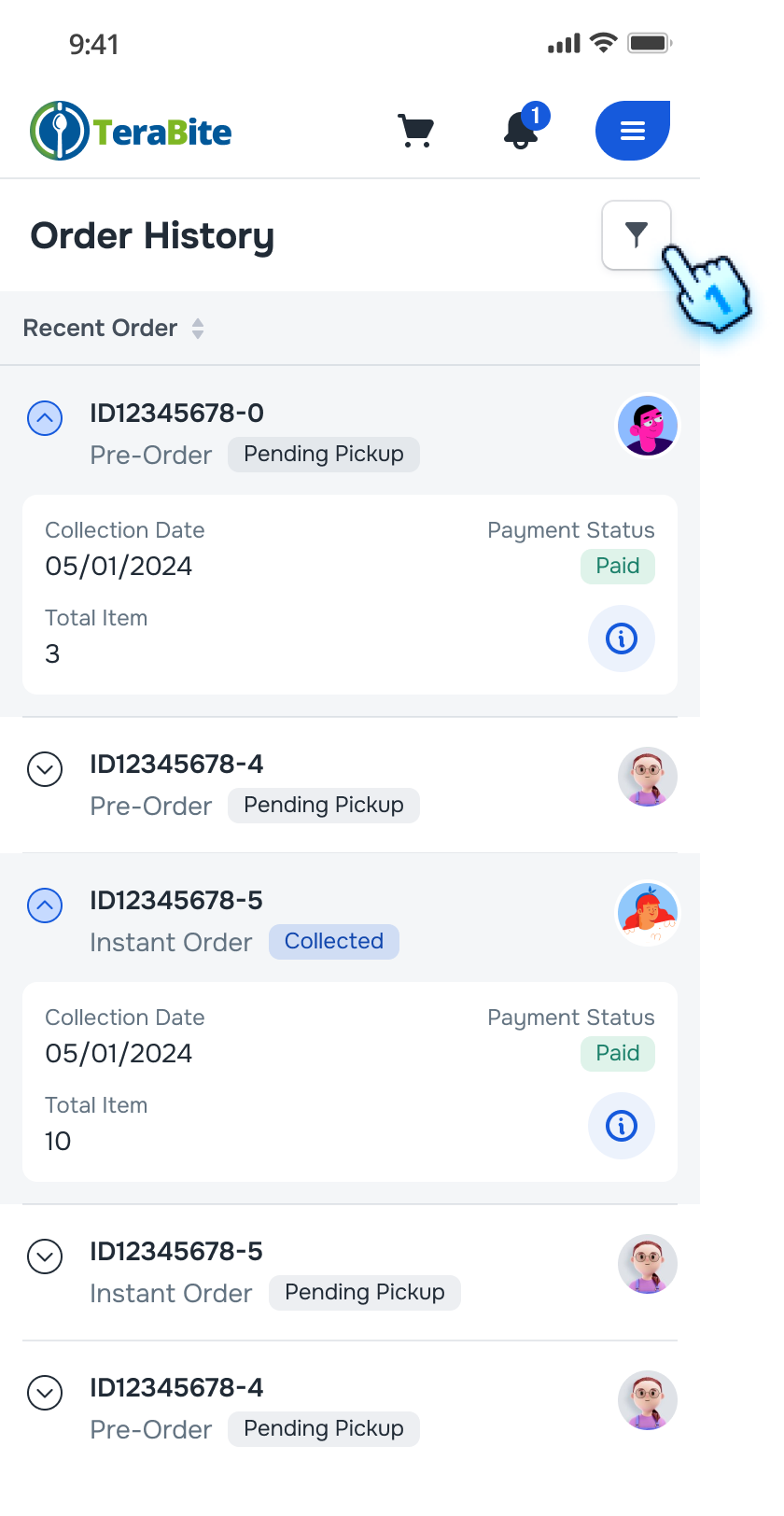 Filter Order History