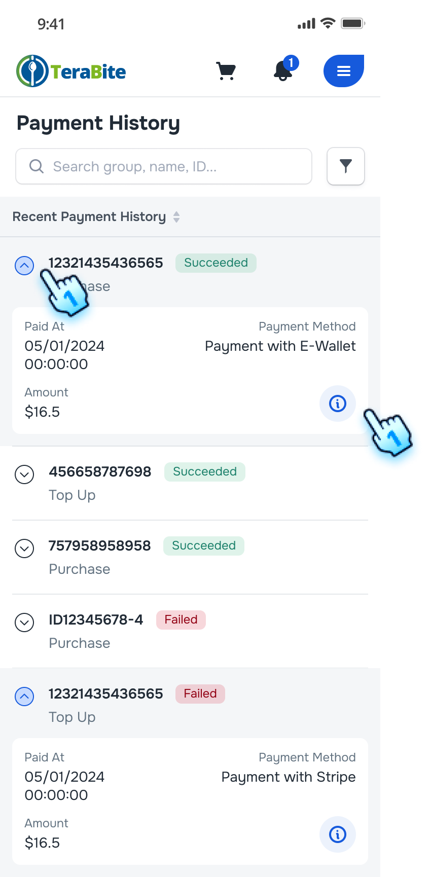 View Payment History and Navigate to Payment Detail