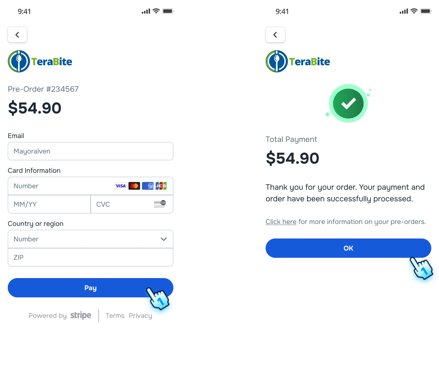 Confirm Payment with Stripe