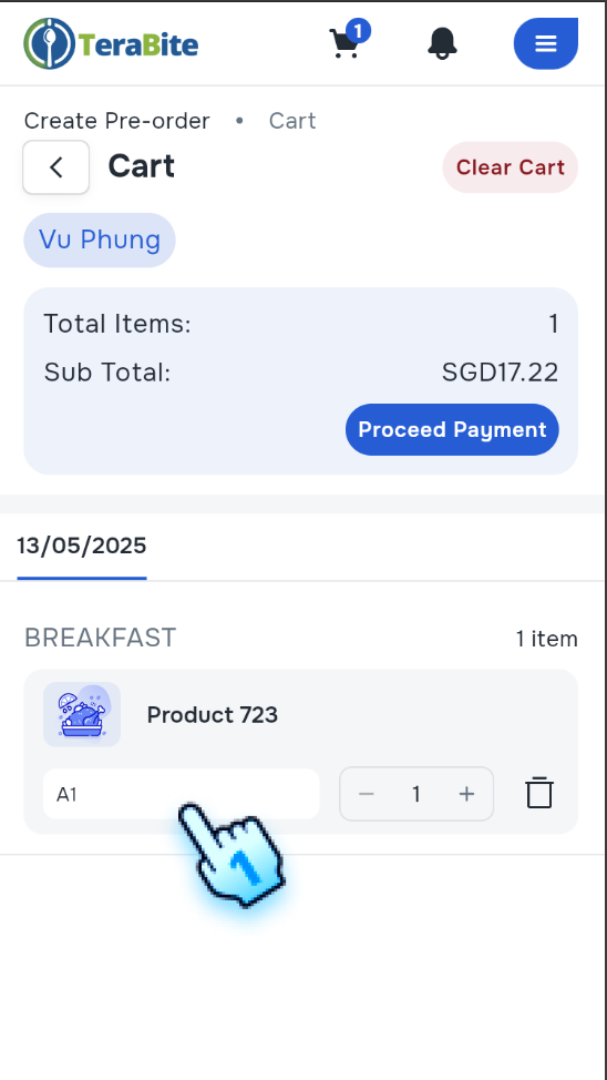 Tap on option card to return to Option page for editing