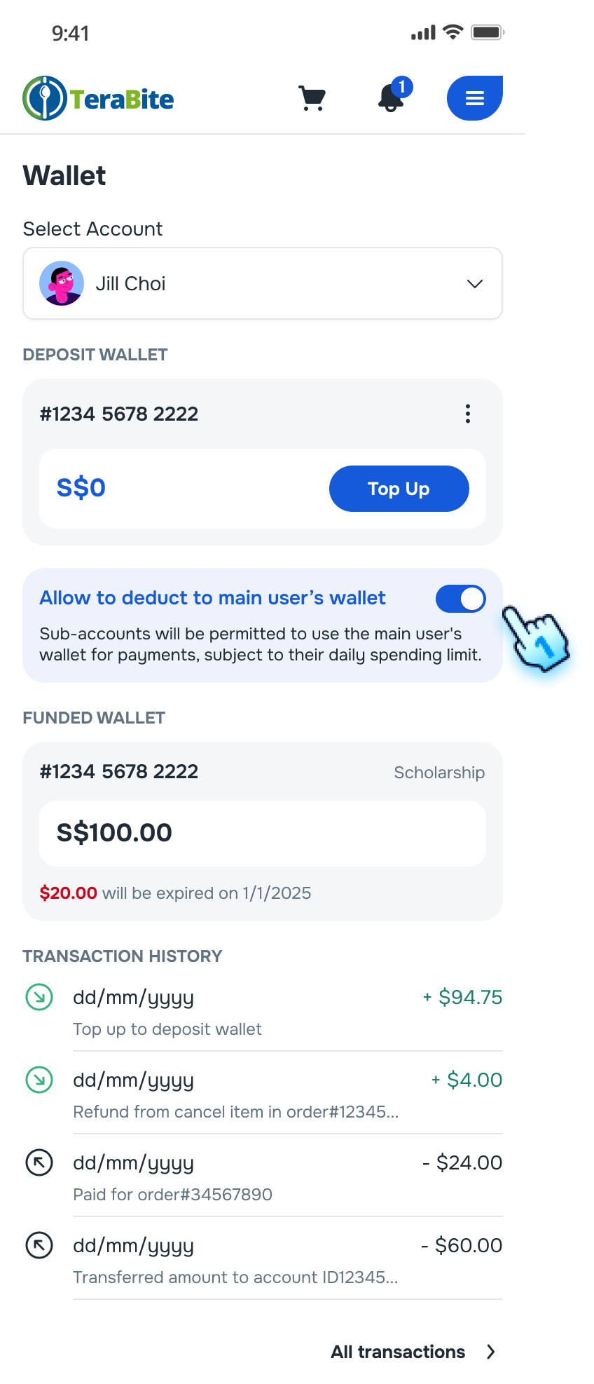 Allow Sub-Account to Deduct Main Account's Wallet