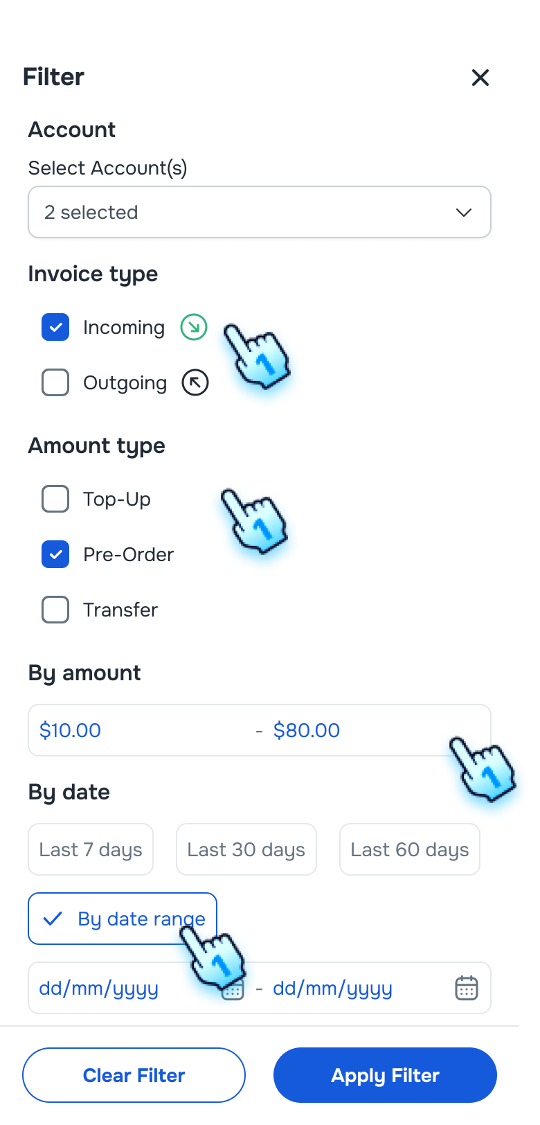 Select criteria to Filter