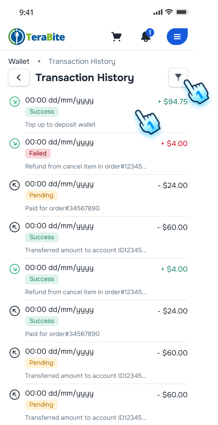 See Transaction Detail or Filter the History