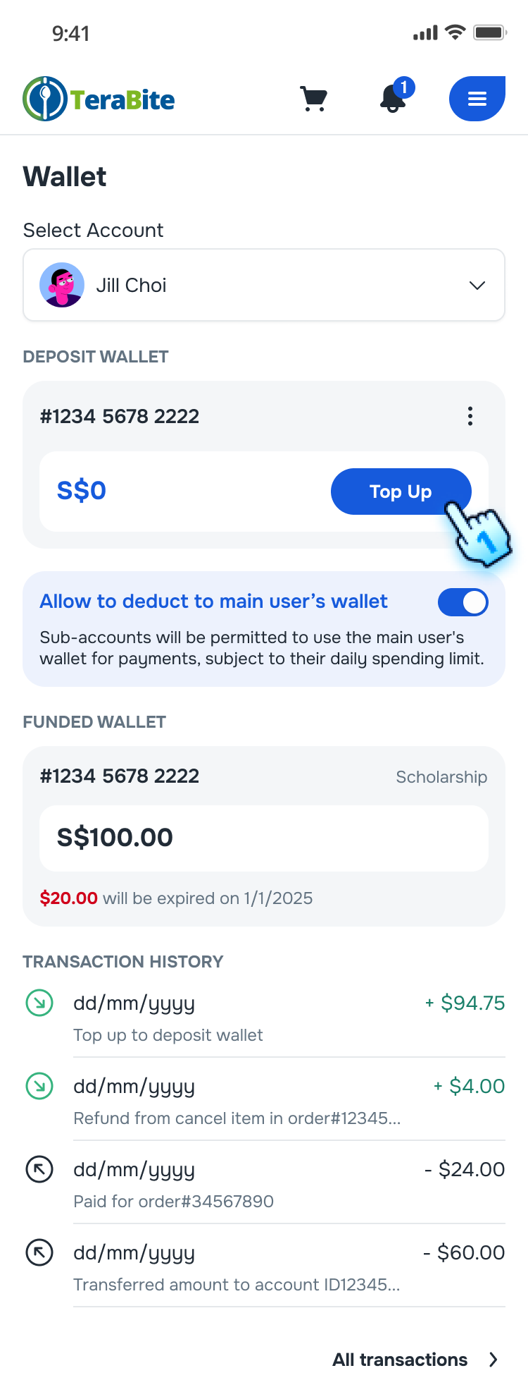 Topup for Sub-Account
