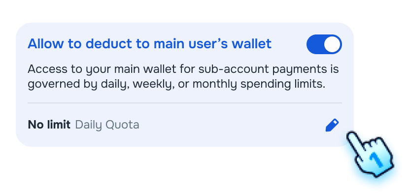 Click to Edit the set quota