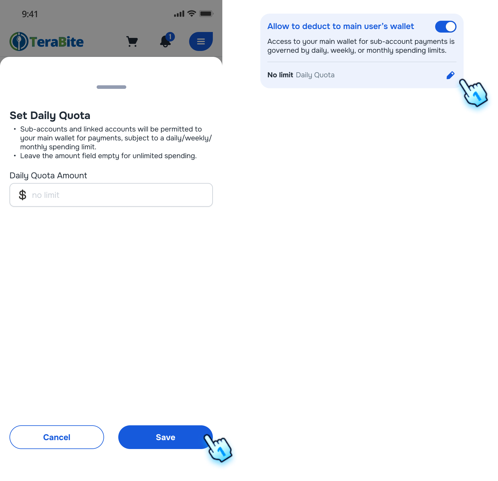 Leave a blank and Click "Save" to apply No limit Quota