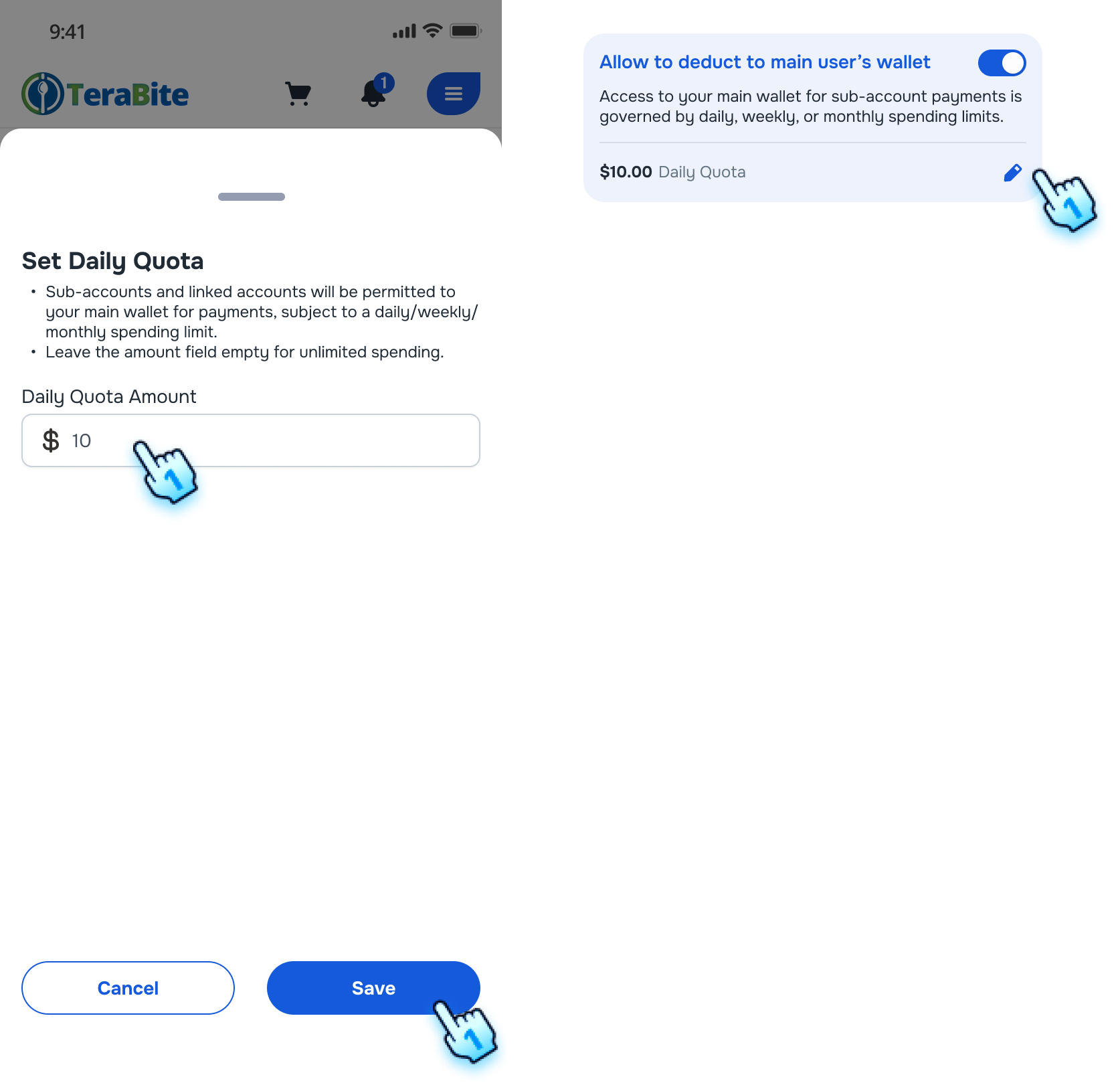 Enter Quota and Click "Save" to apply the Quota Limit